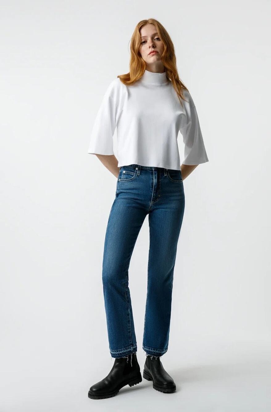 AMO Bella Crop Jeans Womens Size 26 Indie Blue Med Wash Love